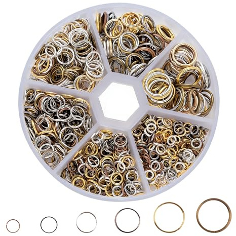 970 Stück Offene Biegeringe (4/5/6/7/8/10 MM), Biegeringe Offene Spaltringe, Sprungringe für die Schmuckherstellung, Spaltringe Set, Compatible für Schmuckherstellung, DIY, Ohrringe