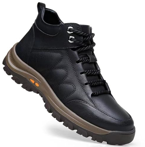 Men's Winter Boots, Lined and Waterproof Snow Boots, Warm Hiking Boots, Non-Slip Ankle Boots, Fluffy Lace-Up Shoes, Winter Boots, Flat Boots, Comfortable Thermal Boots, Outdoor Shoes, black, 7 UK