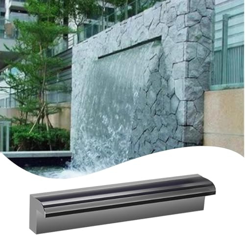 Cascata di Scarico per Giardino, laghetto, fontane a Cascata, Robusto Acciaio Inossidabile 304, Personalizzabile in Larghezza/Colore/Uscita - Senza Luce LED (46 pollici/117 cm)