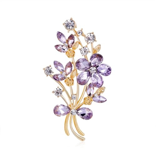 QUKE Nelken Blumen Brosche für Damen Mädchen,Kristall Strass Schmuck Anstecknadel, Elegantes Geschenk