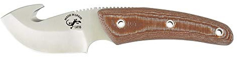 ELECTROPOLIS Cuchillo desollador Salamandra 230101, cachas mikarta Canvas, Largo Total 19 cm, 165 Gramos, Enterizo, Fabricado en Albacete + pañuelo desenfunda