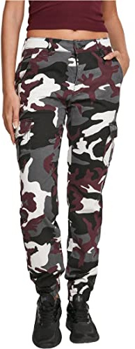 Urban Classics Damen Ladies High Waist Camo Cargo Pants Hose, Mehrfarbig (Wine 02244), W(Herstellergröße: 28)