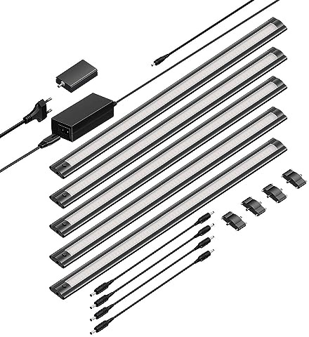 ledscom.de Smarte LED Unterbau-Leuchte SIRIS schwarz matt, WLAN-Controller flach,Smart-Home, Alexa-fähig je 50cm, je 655lm, weiß, 5er Set