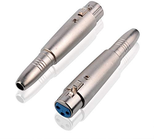 S SIENOC Adattatore XLR placcato in nichel a 6,35 mm, XLR femmina a connettore femmina da 6,35 mm, in metallo argento (2 pezzi)