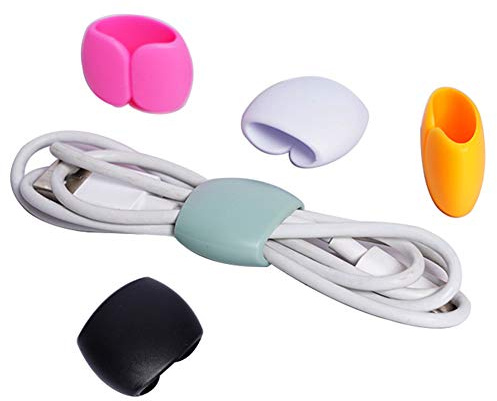 4Pcs Reusable Cord Organizer, Headphone Earphone Organizer Cord Organizer Wrap Winder Cord Manager Cable Winder, Phone Charger Wire Clips for Business Travel
