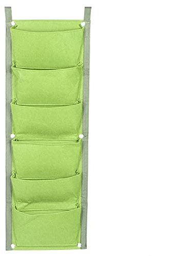 Pflanztasche, 6 Taschen Filzmaterial Vertikale Pflanzenzuchtbeutel Container Wandbehang Pflanzer für Hof Garten Dekoration(Grün)