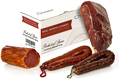 Jambon Serrano Cru Désossé Grande Réserve Version environ. 1 Kg + Lomo (Longe) Duroc Naturel 250 gr + Chorizo Paprikawurst 200 gr + Saucisson (Salchichón) Serrano 200 gr - Jamonprive Premium