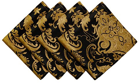 TOPLUXE Stoffservietten 4er Set 45x45cm, Servietten Waschbar, Tischdeko für Esstisch Home Kitchen Room Restaurant (Schwarz)