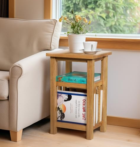Hallowood Furniture Waverly Oak Magazine Table with Shelf, Light Oak Finish