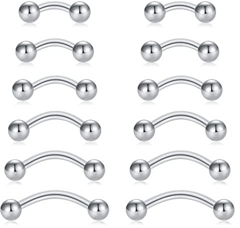 Briana Williams 6-12stk Augenbrauen Piercing Rook 16G Curved Barbell Chirurgenstahl Helix Daith Tragus Ohr Piercing Schmuck