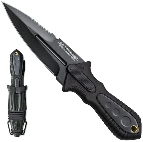 Combat Sub Commander Next Generation Stiefelmesser - Double Edge Blade 3Cr13 Edelstahl Stiefel Messer, Anti-Rutsch-Griff, Stiefel & Jacke Verdeckbares Messer, Outdoor- & Survival Ausrüstung