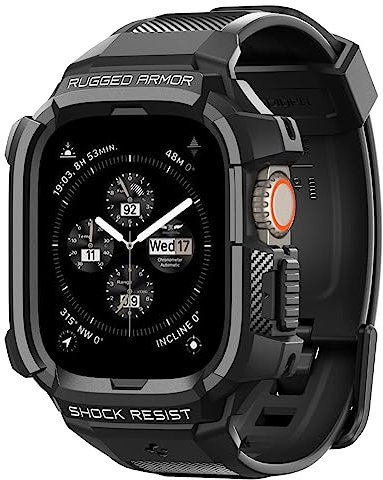 Spigen Rugged Armor Pro Coque et Bracelet Compatible avec Apple Watch Ultra 3/2/1 49mm (2025/2023/2022) - Noir