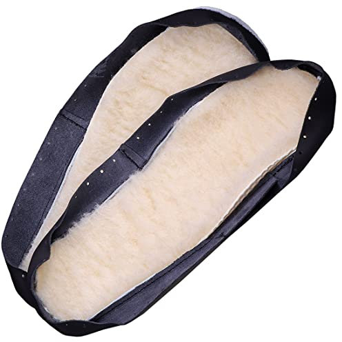 Langlauf Schuhbedarf Hüttenschuhsohlen mit wärmender Lammwolleinlage I incl Strickanleitung I Sohlen aus hochwertigem Leder (40/41)