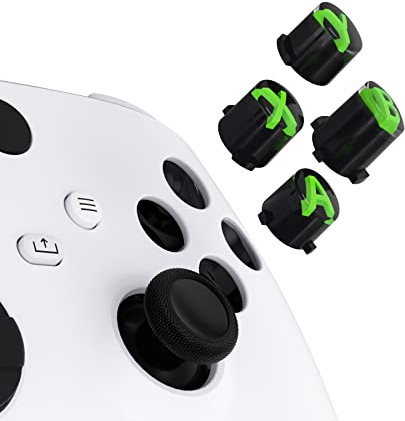 eXtremeRate Boutons ABXY pour Xbox Series X/S Manette, Boutons Tricolore avec Symbole Cassique ABXY pour Xbox One S/X, Elite V1/V2, Noir Clair avec Vert