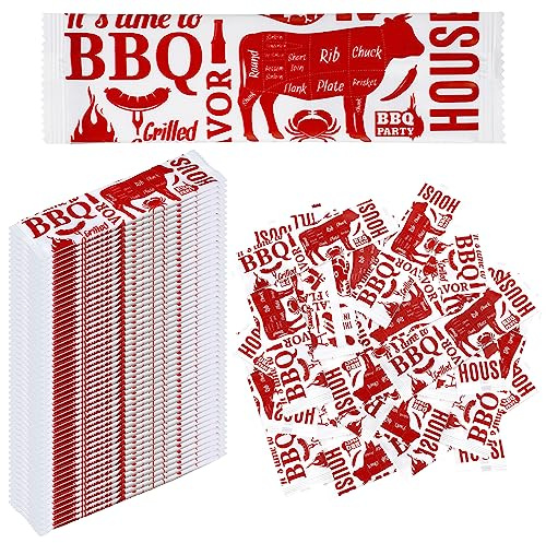 Siifert 250 Pcs BBQ Wet Wipes Individually Wrapped Pre Moistened Individual Hand Grill Wipes for Bbqs Barbecue Catering Restaurant Easter Summer Spring Hands Quickly(Barbecue)