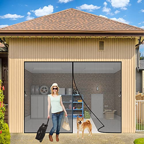 Magnet Fliegengitter Tür, 270x220 cm Insektenschutz Garage Fliegenvorhang, Vorhang für Balkontür Wohnzimmer Schiebetür Schwingtür, Schwarz P