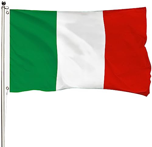 FSFLAG Bandera de Italia de 3 x 5 pies, bandera italiana de poliéster reforzado 400D con dos ojales de latón, banderas de Italia al aire libre hechas a mano resistentes a la decoloración bandera