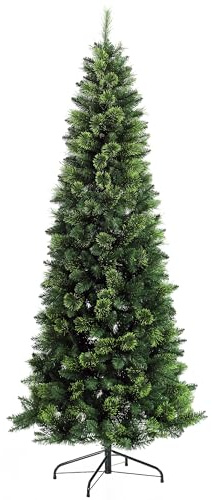 HOMCOM Árbol de Navidad 180 cm Árbol de Navidad Estrecho con 618 Ramas Agujas de Pino Apertura Automática y Base Plegable de Acero Verde