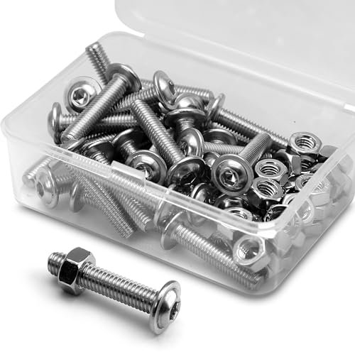 (30 Juegos) Juego de Tornillos Hexagonales M6 x 30mm con Brida y Tuercas 304 Acero Inoxidable de Cabeza Plana