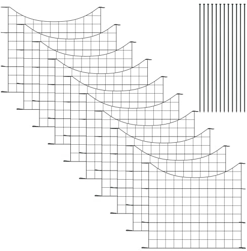 TRMLBE Clôture d'étang pour chien - Clôture de jardin en métal - Avec 10 éléments de clôture et 12 barres de fixation - Clôture décorative - Arc inférieur