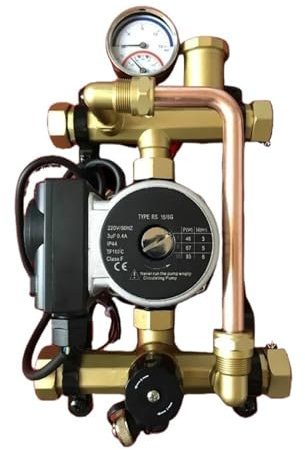 HEXEH Pompe di circolazione dell'Acqua Valvola miscelatrice Collettore Acqua Riscaldamento a Pavimento Valore di Controllo termostatico DN25 con attuatore Termico 7A/220V