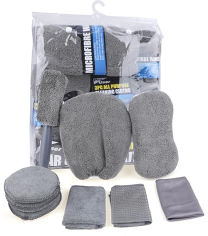 Oumers Car Cleaning Kit, 9 Pcs Car Wash Tool Car Detailing Brush Set Wash Mitt Sponge Towels Microfibre wheel brush For Auto Interior and Exterior Daily Care