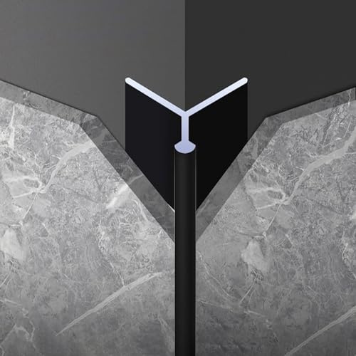 Fliesenschiene Lang 125CM*2 Stück Fliesen-Abschlussleiste Eloxiert Profil Schiene Für Innenbereich, Büro, Schule, Hotel(Schwarz,Small)