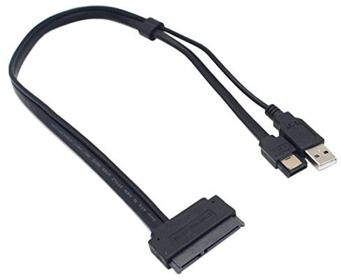 Booso Unidad de Disco Duro de 2.5 Pulgadas SATA 22Pin una EsATA Data USB Adaptador de Cable Alimentado para Optimizado para SsD, Compatible con UAsP SATA III/EC-SsHD