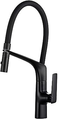 High-End-Küchenarmatur aus schwarzem Messing, einfaches und stimmungsvolles Design, Einhand-Heiß- und Kaltwasserhahn mit Doppelsteuerung und zwei Funktionen (Color : Matte Black)