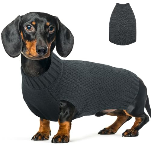 Katzinst Pullover für Mittelgroße Hunde, Stilvoll Strickpullover Hundepulli, Dicken Hundepullover für Winter, Bequem Fleece Hund Pullover für Dalmatiner, Grau, L