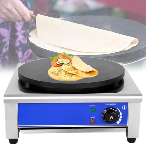 Crepera Eléctrica Comercial, Máquina para Hacer Panqueques Antiadherente de acero inoxidable de 40 cm con Control de Temperatura, Plancha Portátil y Crepera, para Huevos, Desayuno,220V2800W