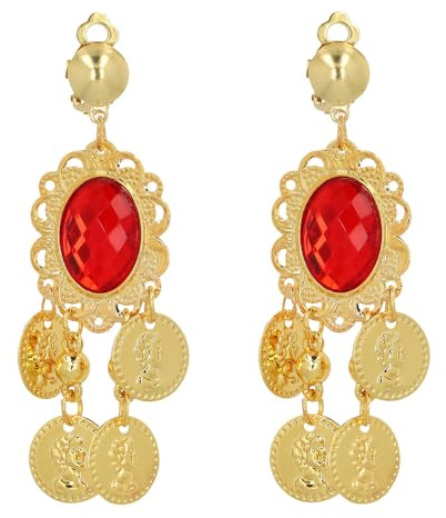 Boland 64575 - Ohrringe Rubin für Kostüme, Ohrclips, Modeschmuck, Zubehör, Accessoire für Karneval und Mottoparty