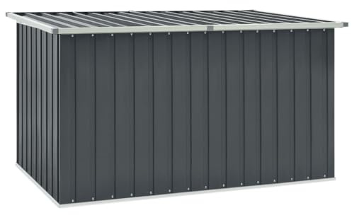 prissent Gartenbox 171x99x93 cm Sitztruhe mit Stauraum Gartenmöbel Metall aus Stahl Deckboxen Metall Garten shedAuflagenbox Metall Storage Boxes Grau