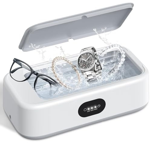 NVYAZJ Ultrasonic Jewelry Cleaner, Portable Professional, Ultrasonic Cleaner Machine for Silver,Machine,Eyeglasses, Ring,Earring,Necklaces,Watch Strap, Makeup Brush Ring,Razor
