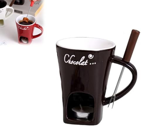 YuchiFa Set Personale di Tazze per fonduta di Cioccolato, Set di Tazze per fonduta, Kit per la Preparazione di Crema al Cioccolato e Latte e Formaggio (Nero)