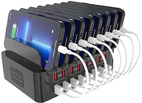 Estación de carga multidispositivo con 16 puertos de 150 W, base de carga USB de escritorio para teléfonos celulares, tabletas y dispositivos electrónicos, práctico centro de carga familiar