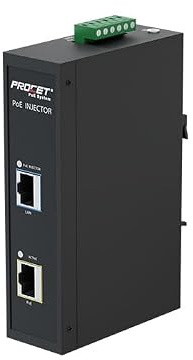 PROCET Gigabit PoE-injektor 95 W för DIN PoE++ skena med 6 kV överspänningsskydd, vid -40°C till 65°C för PTZ-kamera, AP trådlös basstation