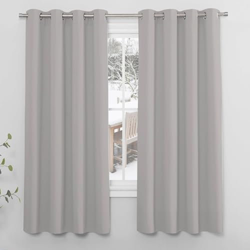 NINGBAI Verdunkelungsgardine/Wohnzimmer Vorhänge 200 x 120 cm Gardine Schlafzimmer Ösen Thermo Blickdichte Ösenvorhang/Vorhänge Blickdicht für Wohnzimmer, Hellgrau