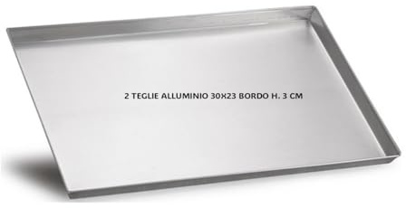 N. 2 TEGLIE RETTANGOLARI ALLUMINIO PURO 30 X 23 - BORDO DRITTO H. 3 CM