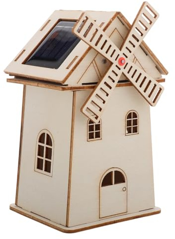 Unfertiges Holz Windmühlenhaus Modell mit Solar Antrieb für Selbstgemacht
