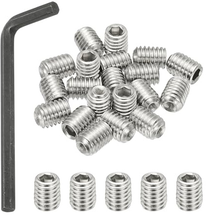 PATIKIL 20 stycken 304 rostfritt stål gängskruvar 3/8–16 x 1/2 tum, UNC grovgängad insexkant gängstift set med skruvmejsel för dörrhandtag hållare möbler lampa vattenkran reparation