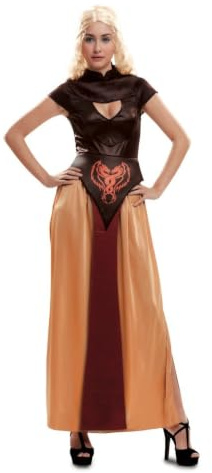 My Other Me - Disfraz Reina Dragón mujer adulto marrón y naranja | Incluye vestido largo de manga corta con abertura lateral marrón y naranja