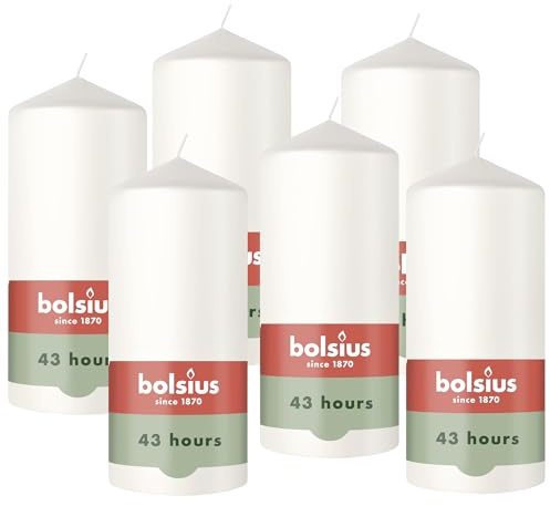 Bolsius – Essentials – vela de columna lisa – blanca – 13 cm – Sin aceite de palma