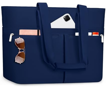 ENONEO Strandtasche Damen mit Reissverschluss, Strandtasche Familie XXL Groß Shopper Tasche Beach Tote Bag Reisetasche Wasserdicht Badetasche mit Nassfach für Einkaufen Fitness Reisen (Reines Blau)