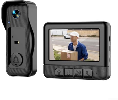 CYRENT Timbre inalámbrico con video con pantalla HD de 4.3 pulgadas, intercomunicador bidireccional, cámara con visión de 130 grados, resistente al agua IP68 para uso en exteriores