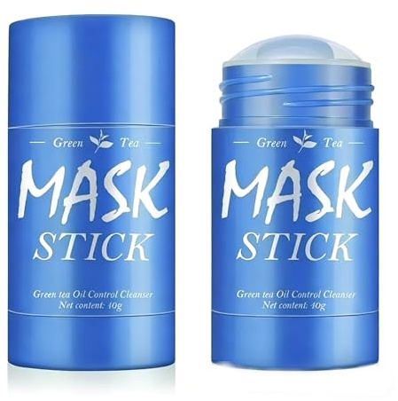 2 Pack Green Mask Stick, Máscara de Té Verde,Green Tea Cleansing Mask,Mascarilla Te Verde para Limpieza Profunda,Masque Stick hidratante eficaz,Azul