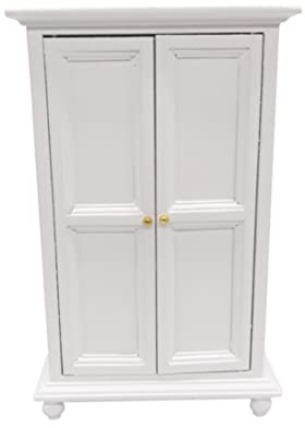 Faroby Miniature Dollhouse Furniture 1:12 Scale, White Dollhouse Wooden Wardrobe for Living Room Bed Room Doll House Decoration