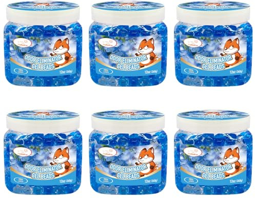 TheMadFox Odor Eliminator Gel Beads, 12 oz, 6 Pack Air Freshener for Home & Car, Pet Neutralizes Odors for Bathroom, Closet, Pet Area & RVs, Long-Lasting Natural Fresh Linen
