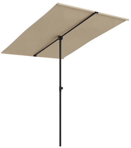 Mhdvray Ombrello rettangolare da giardino, 2 x 1,5 m, in poliestere, resistente ai raggi UV, asta in alluminio, regolabile in altezza, girevole a 180°, protezione solare per balcone, terrazza