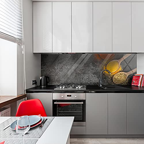 wandmotiv24 Küchenrückwand Gewürze 180 x 60cm (B x H) - Acrylglas 3mm Nischenrückwand, Spritzschutz, Fliesenspiegel-Ersatz, Deko Küche M0735